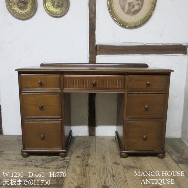 イギリス アンティーク 家具 デスク 机 作業台 店舗什器 英国 6324d