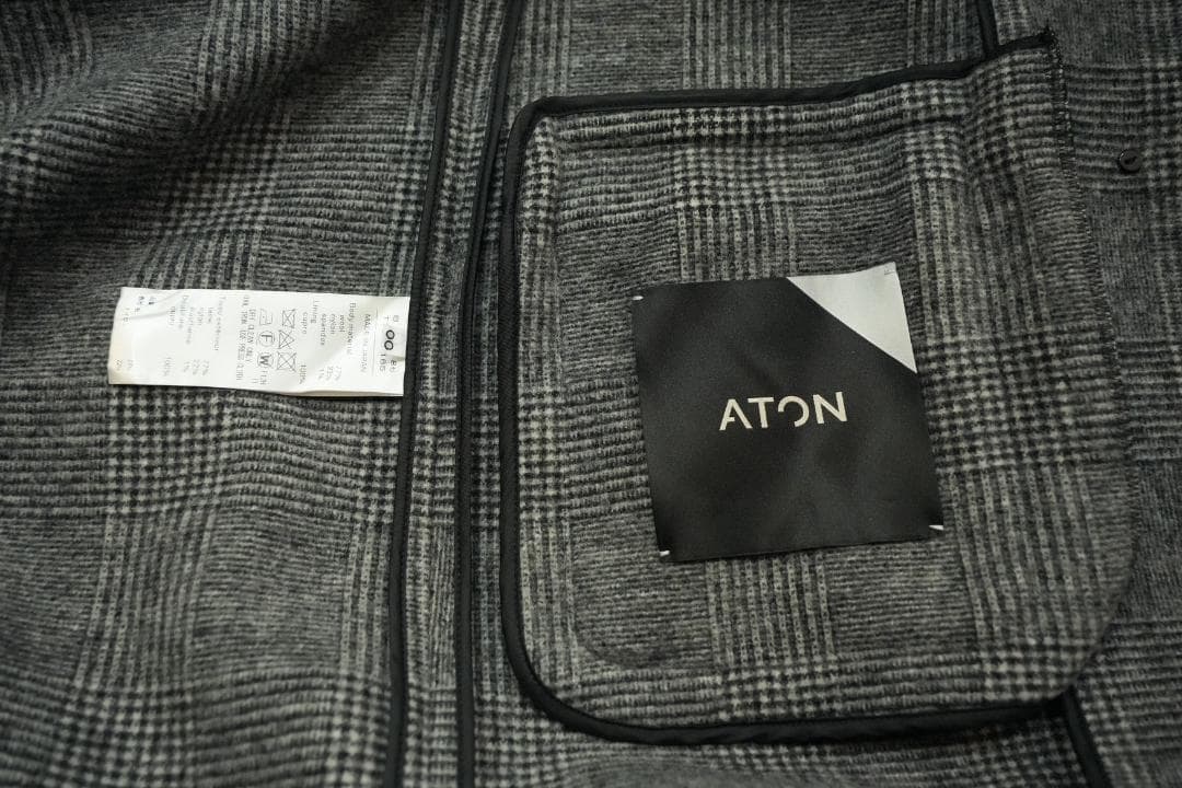 ATON グレンチェック チェスターコート ロングコート