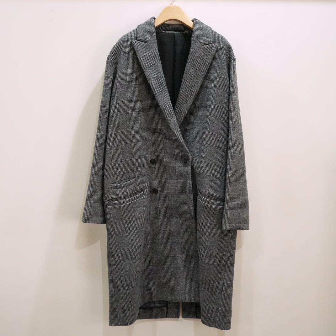 ATON グレンチェック チェスターコート ロングコート