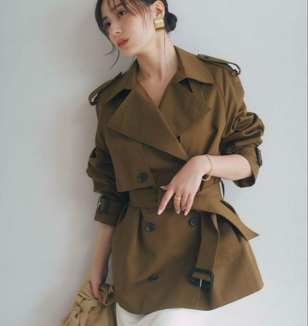 限定色　anuans アニュアンス　ハーフオーバートレンチコート　ブラウン