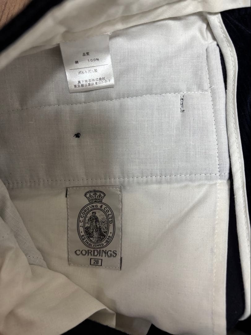 CORDINGS ネイビー　コーデュロイパンツ　28
