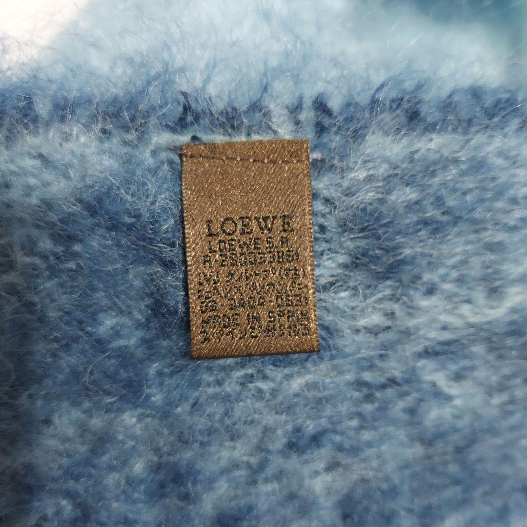 【未使用タグ付】LOEWE ロエベ モヘアマフラー / アナグラム /刺繍ブルー