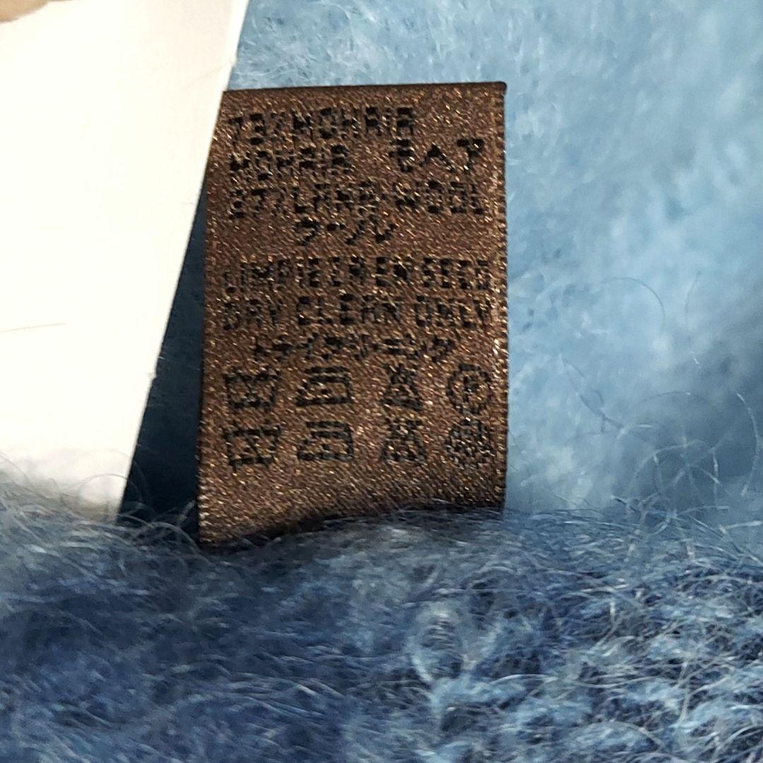 【未使用タグ付】LOEWE ロエベ モヘアマフラー / アナグラム /刺繍ブルー