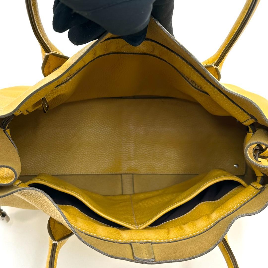 TOD'S トッズ Dバッグ トートバッグ ハンドバッグ イエロー シルバー金具