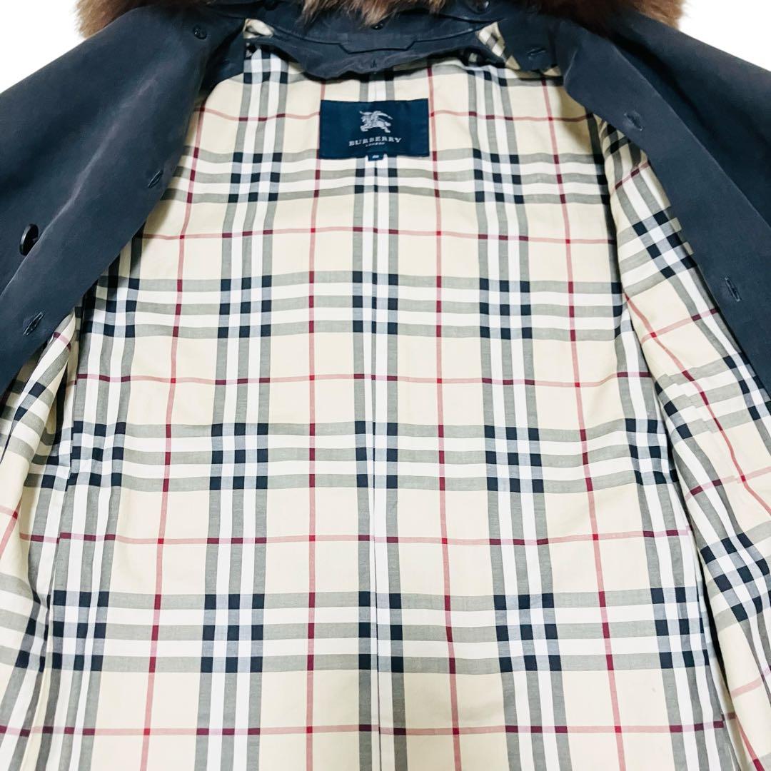 バーバリー✨モッズコート メガチェック キルティングライナー フォックスファー