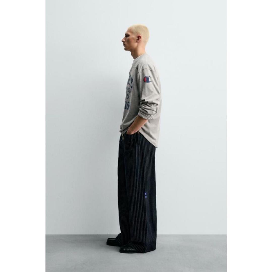 CHAMPION X ZARA ストライプ バギーフィットジーンズ 36サイズ
