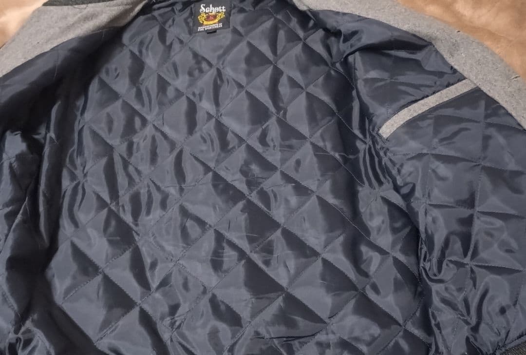 SCHOTT メルトンウール スタジャン グレー/ブラック