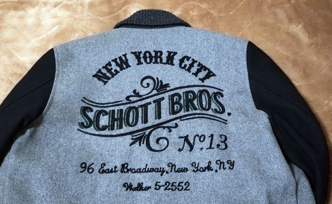 SCHOTT メルトンウール スタジャン グレー/ブラック