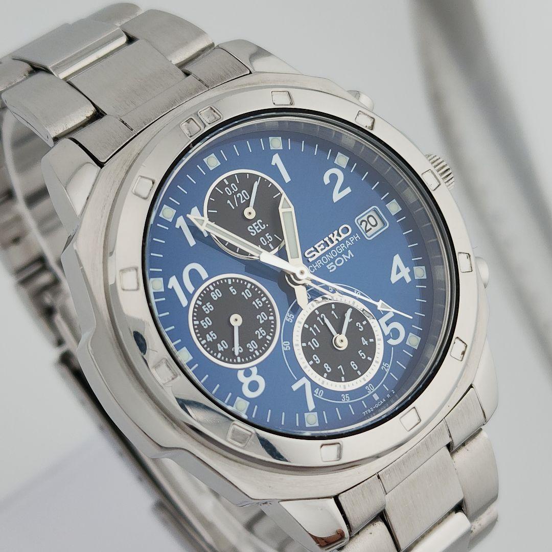 【レア】美品 セイコー 7T92-0CA0 水色 動作良好 腕時計 y2k