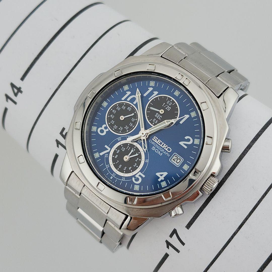 【レア】美品 セイコー 7T92-0CA0 水色 動作良好 腕時計 y2k