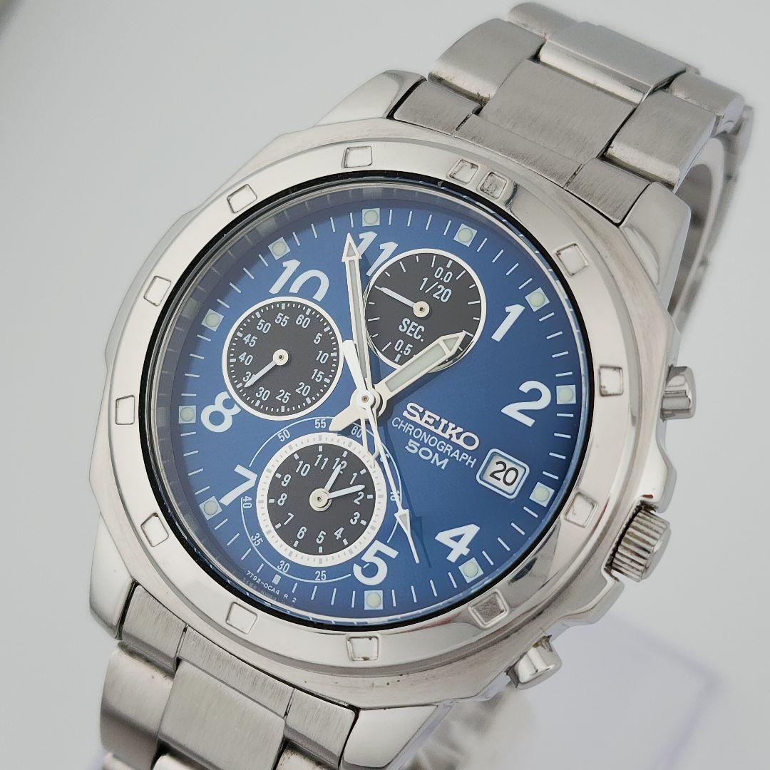 【レア】美品 セイコー 7T92-0CA0 水色 動作良好 腕時計 y2k