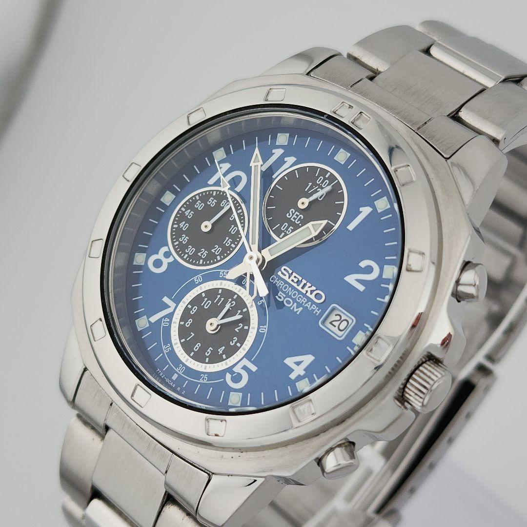 【レア】美品 セイコー 7T92-0CA0 水色 動作良好 腕時計 y2k