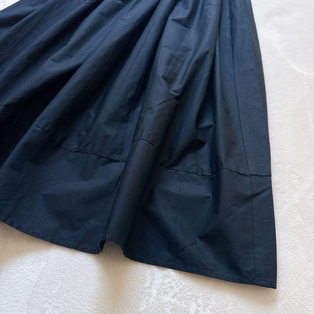 ヨーコチャン ノースリーブ ロング ティアード ギャザーワンピース ネイビー S