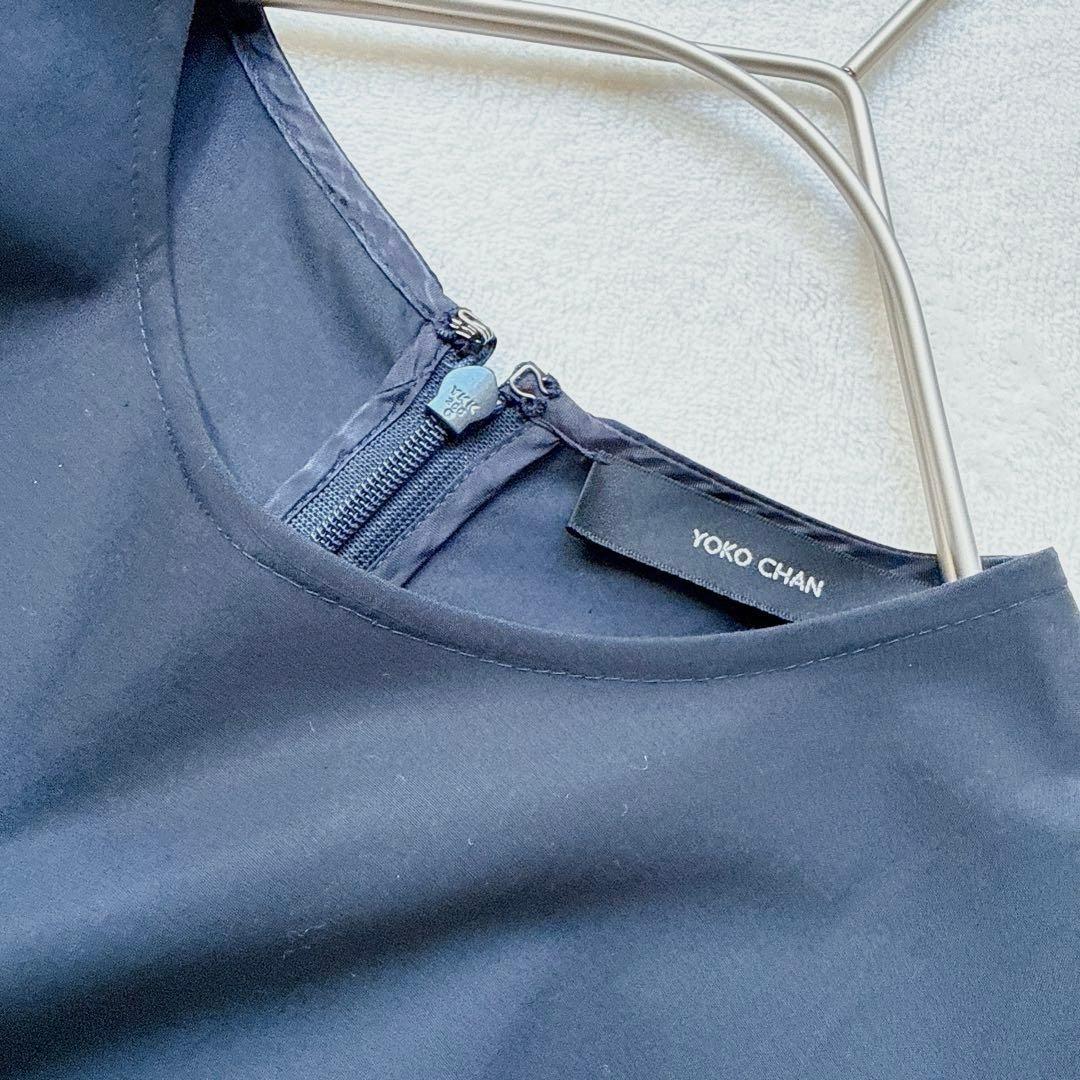 ヨーコチャン ノースリーブ ロング ティアード ギャザーワンピース ネイビー S