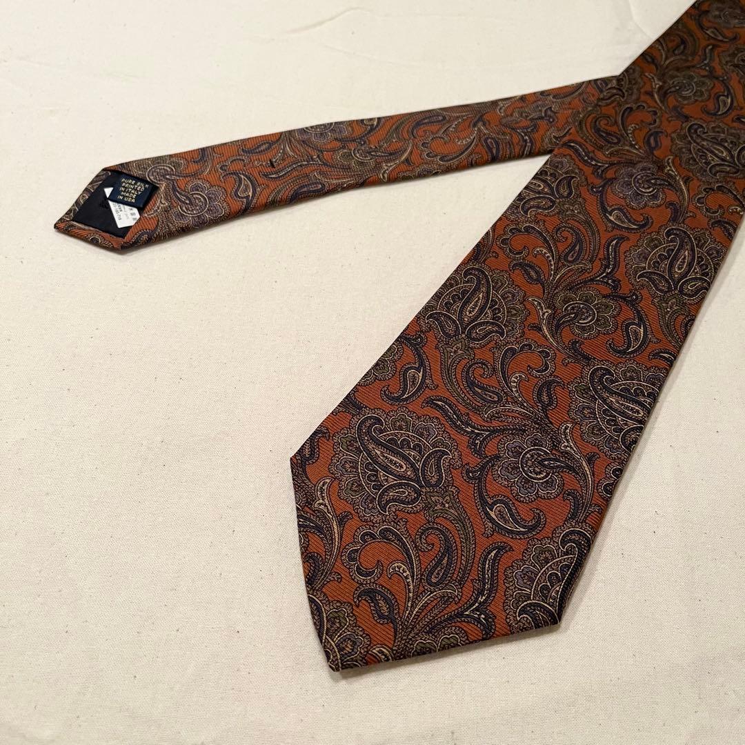 【希少ペイズリー★新品未使用】ブルックスブラザーズネクタイ★オレンジ★ブラウン