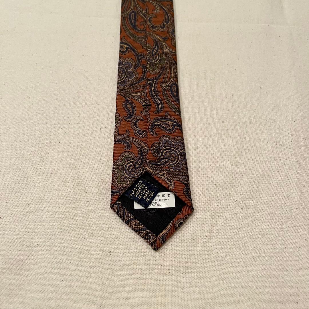 【希少ペイズリー★新品未使用】ブルックスブラザーズネクタイ★オレンジ★ブラウン