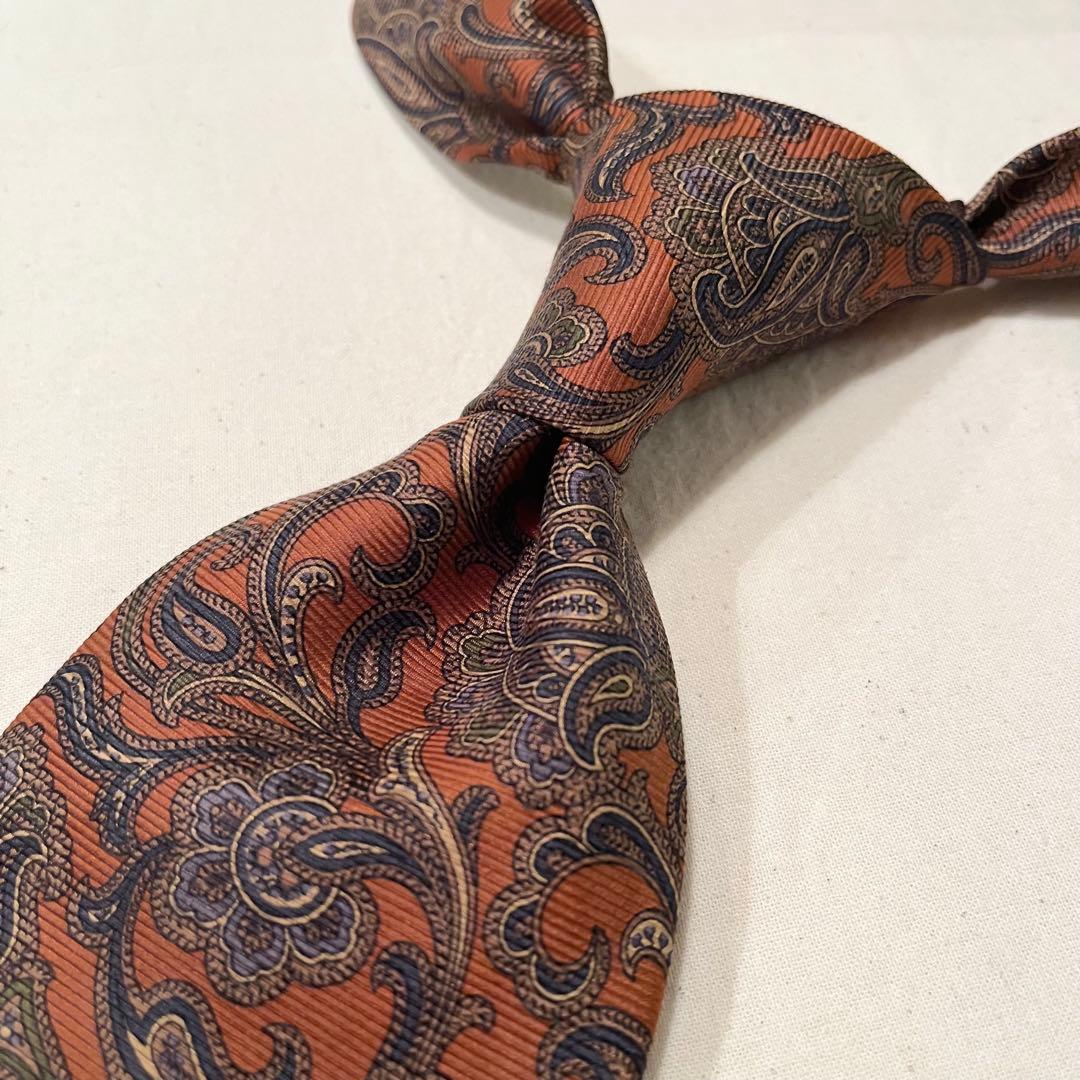 【希少ペイズリー★新品未使用】ブルックスブラザーズネクタイ★オレンジ★ブラウン