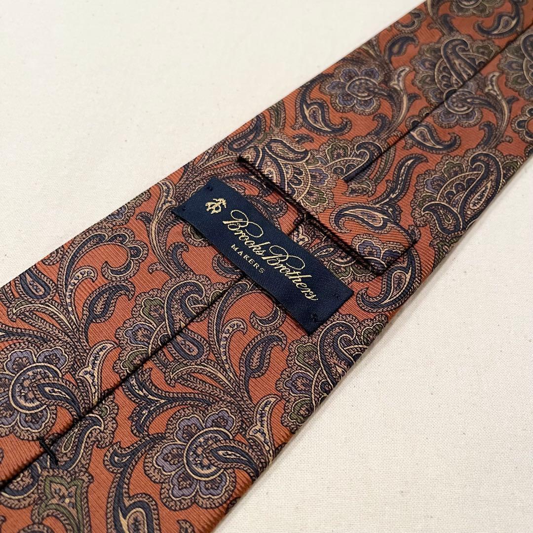 【希少ペイズリー★新品未使用】ブルックスブラザーズネクタイ★オレンジ★ブラウン