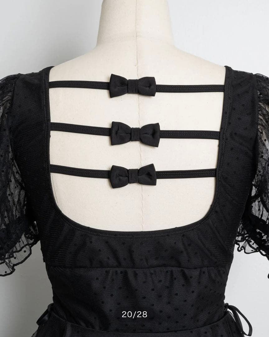 【pium】ドットチュールワンピーススイムウェア/ブラック