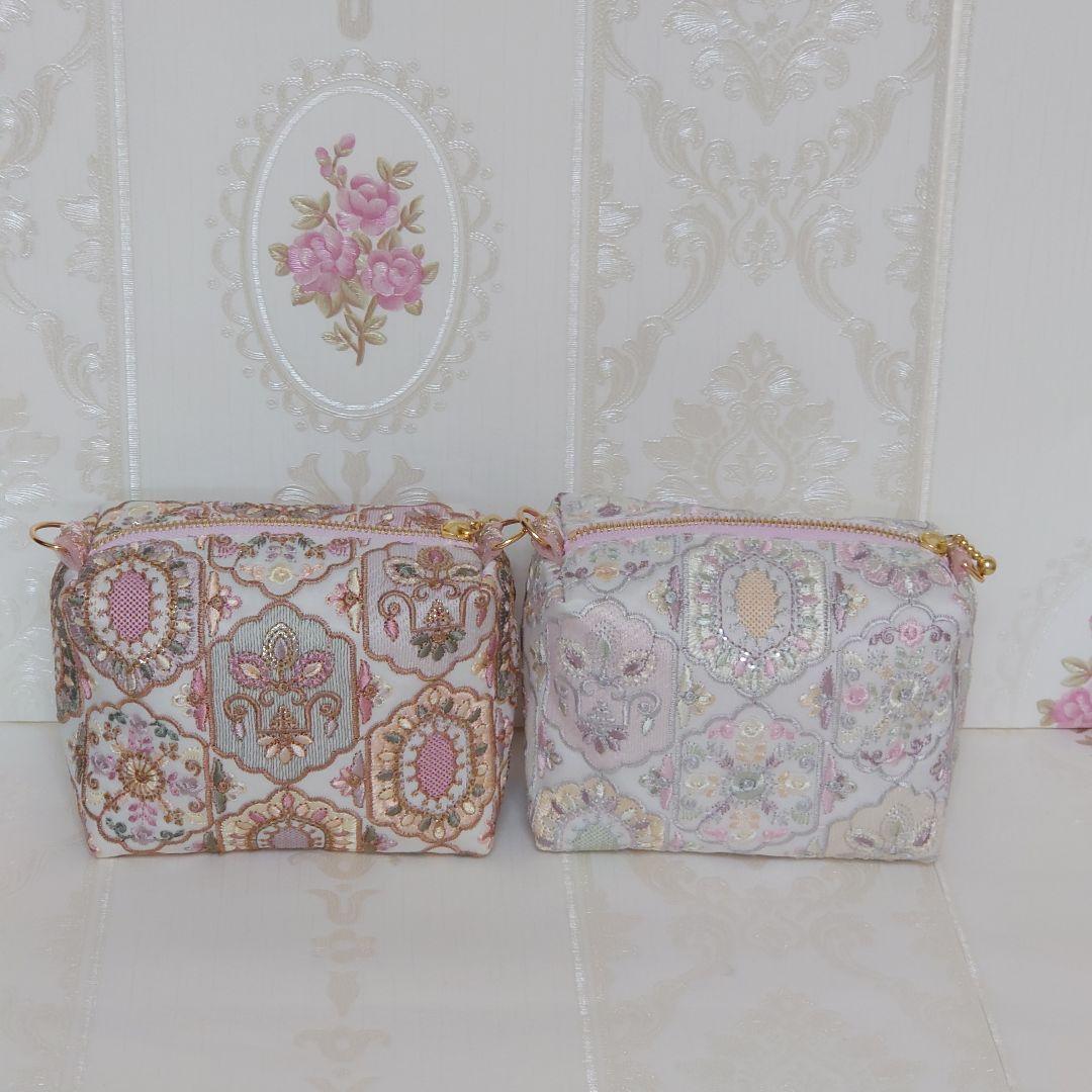 萩原様 インド刺繍 ボックスポーチ ハンドメイド