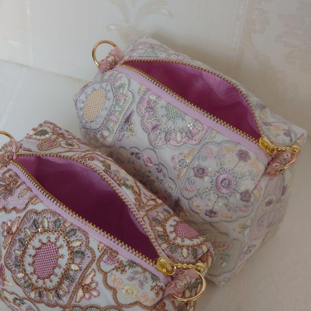 萩原様 インド刺繍 ボックスポーチ ハンドメイド