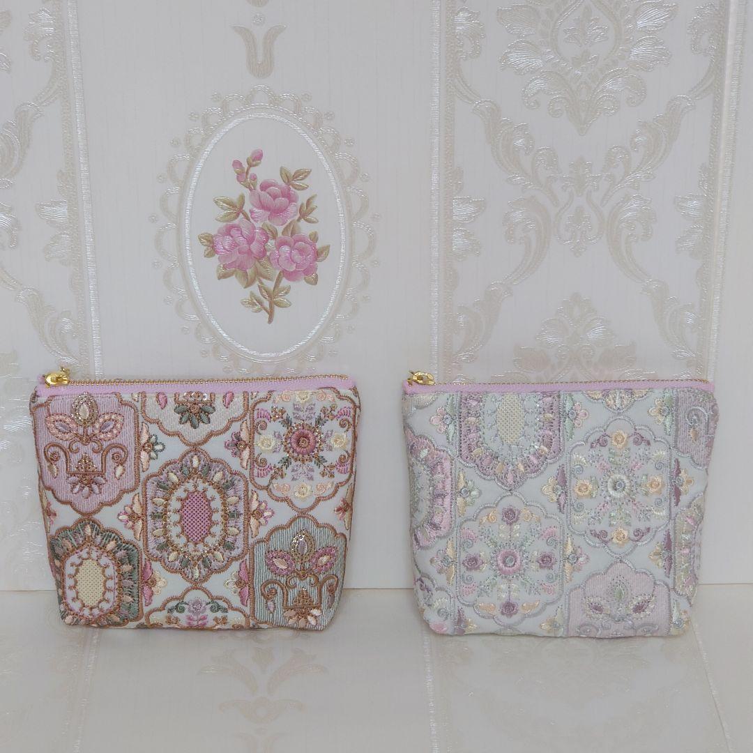 萩原様 インド刺繍 ボックスポーチ ハンドメイド