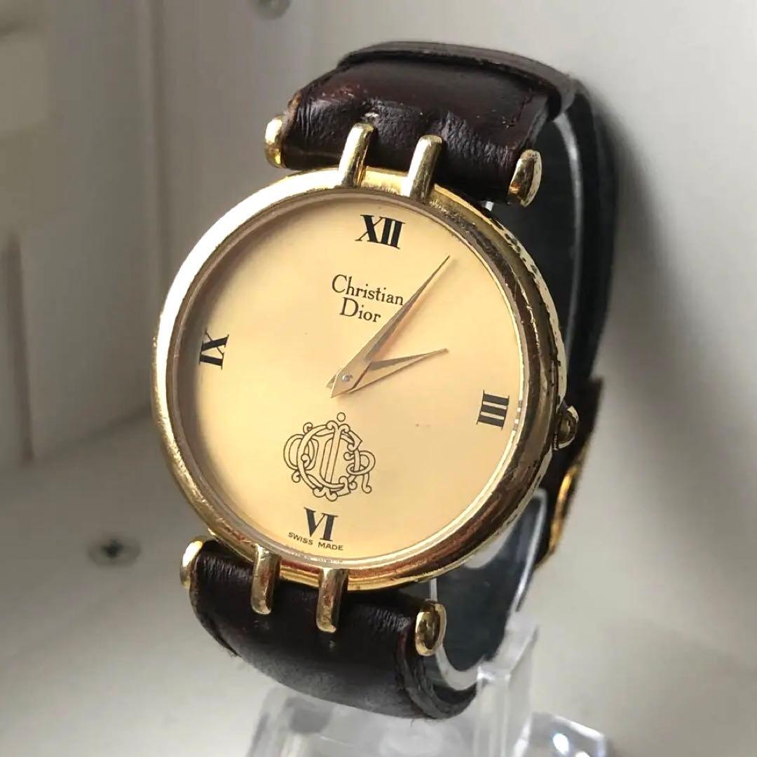 Christian Dior ビンテージ　アナログ腕時計 クォーツ ゴールド