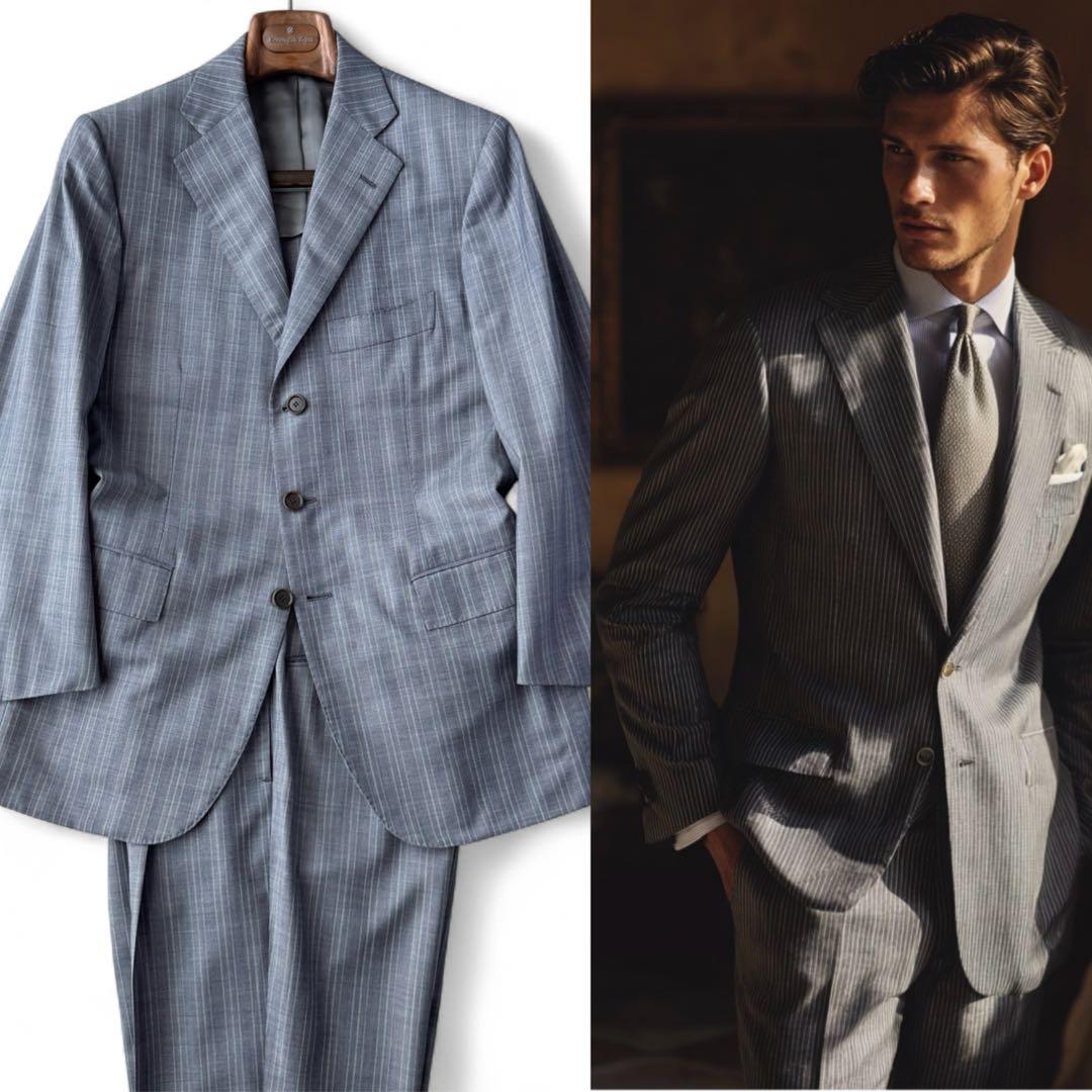 チェーザレ アットリーニ チェザレ ストライプ セットアップ スーツ 相当 L