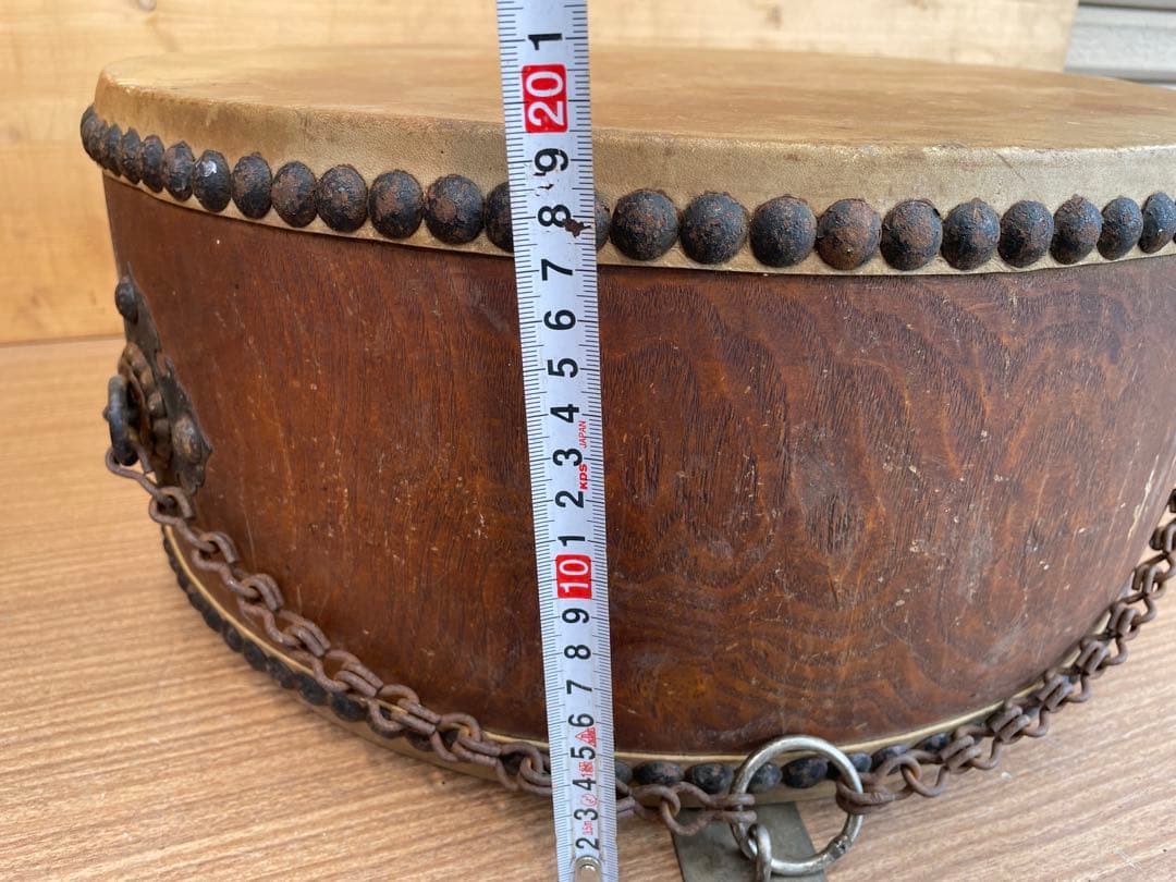 和太鼓　アンティーク　木製　バチ付