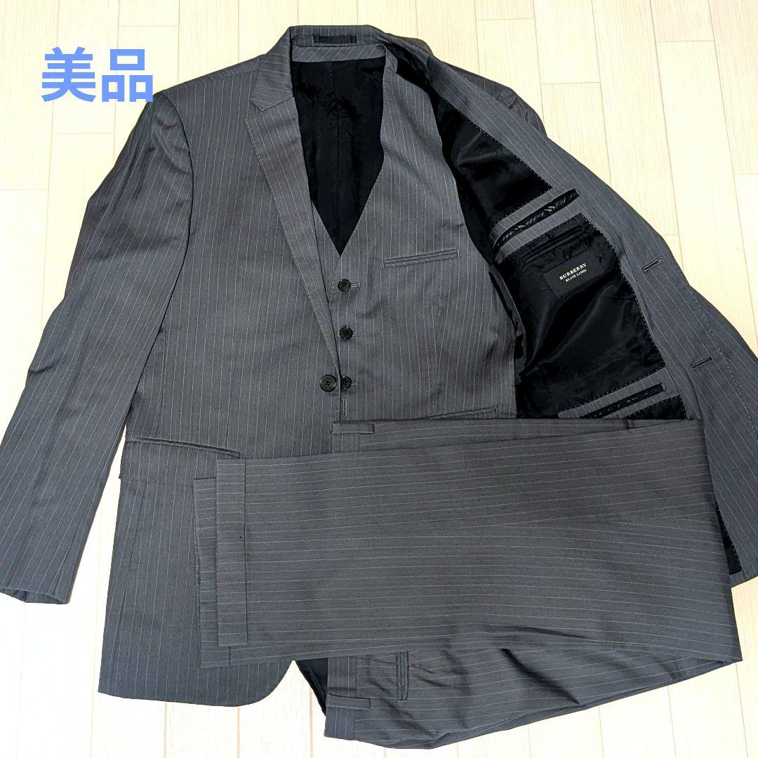 美品　BURBERRY BLACK LABEL 三つ揃えスーツ グレー L