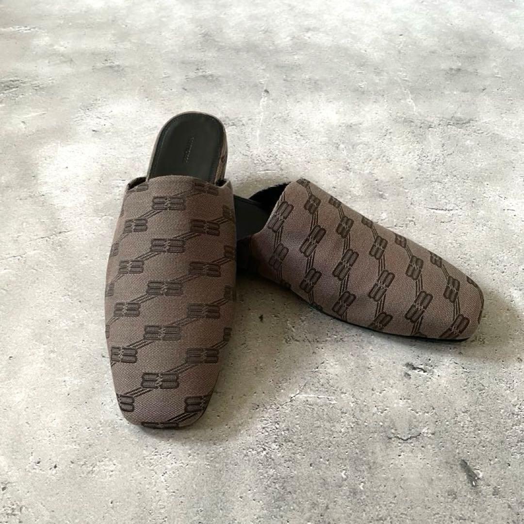 リ*氏様 BALENCIAGA バレンシアガ ミュールローファー BB柄 フラッ