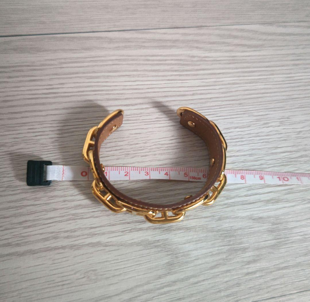 HERMES☆シェーヌダンクルバングル（ブラウンレザー×ゴールドチェーン）