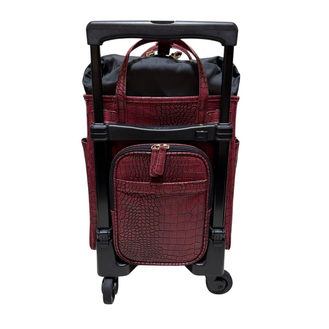 美品　swany スワニー キャリーバッグ クロコ型押し ワインレッド