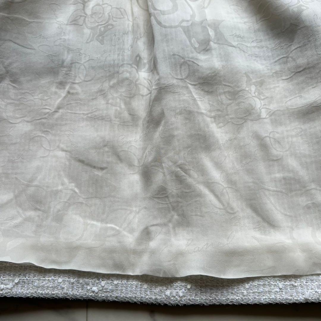 CHANEL バイカラーツイードワンピース フリル襟 ハートココマークボタン