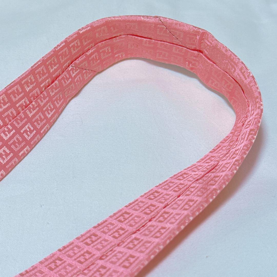 《極美品》FENDI ネクタイ ピンク ズッカ ジャガード 光沢