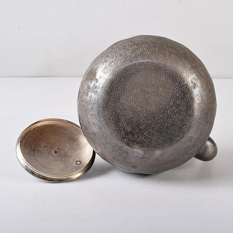 オオヤマレンゲ　煎茶道具　白銅いぶし銀　槌目　銀瓶　湯沸　V　R8196