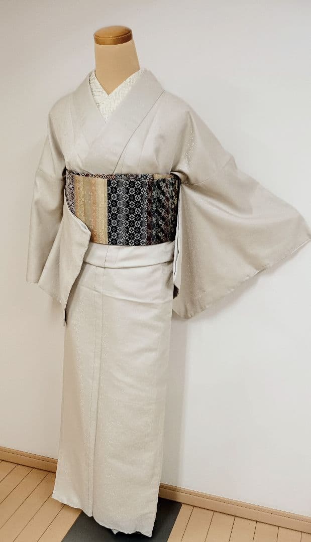 洗える色無地　花唐草地紋　ジャガード織　Lサイズ