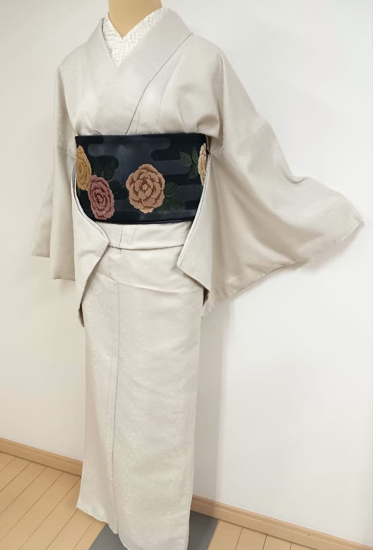 洗える色無地　花唐草地紋　ジャガード織　Lサイズ