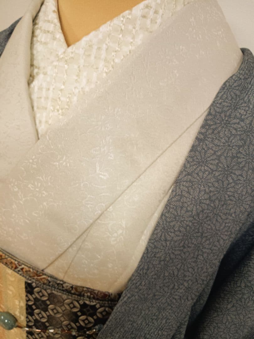 洗える色無地　花唐草地紋　ジャガード織　Lサイズ