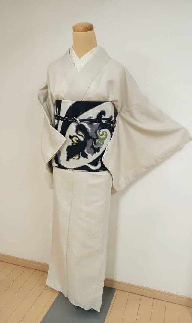 洗える色無地　花唐草地紋　ジャガード織　Lサイズ