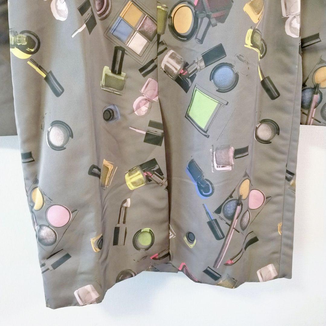 MOSCHINO モスキーノ　メイクプリントロングコート グレー　ラビットファー