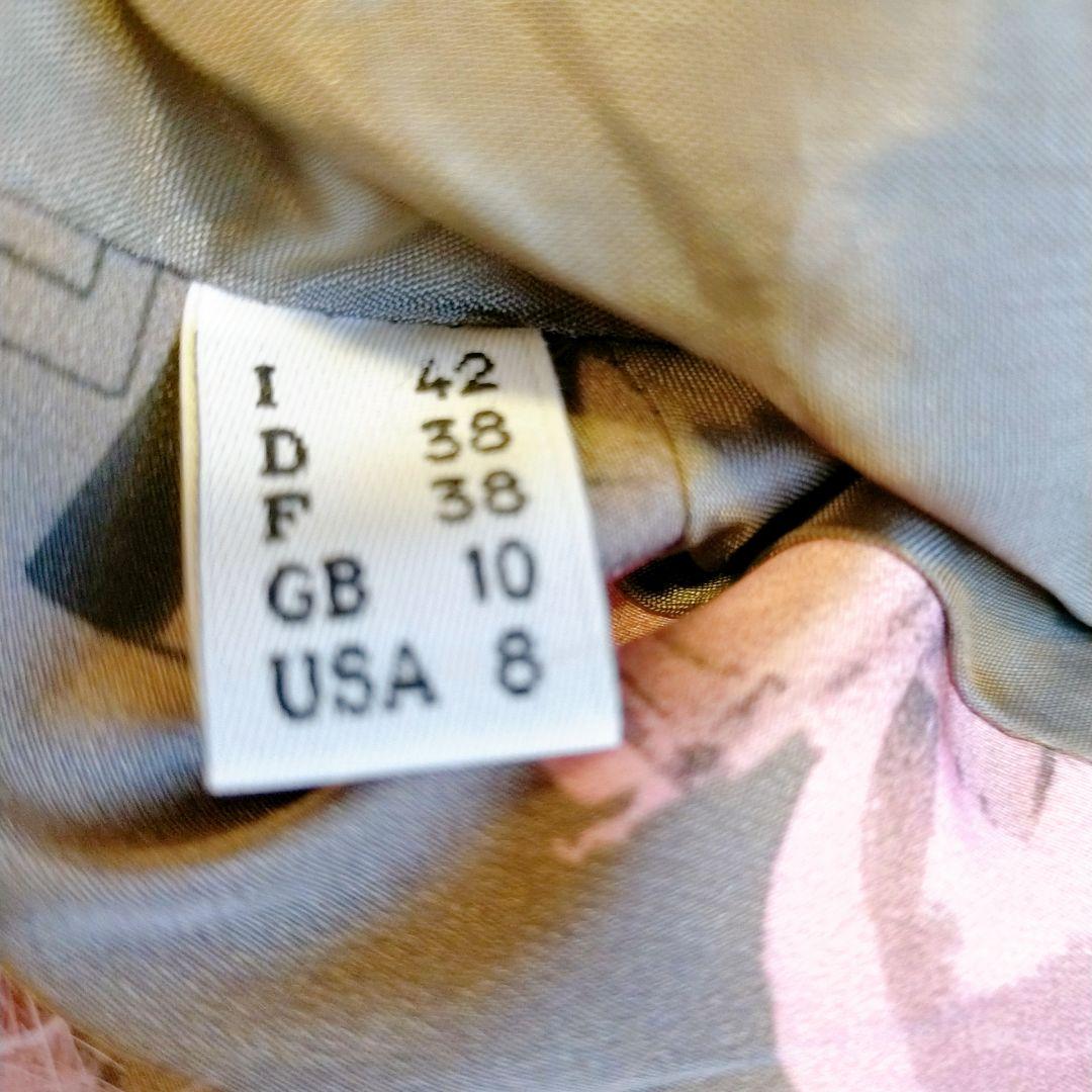 MOSCHINO モスキーノ　メイクプリントロングコート グレー　ラビットファー