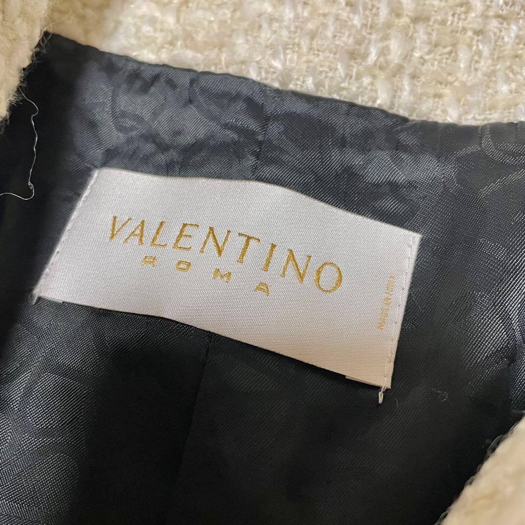 完売品‼️VALENTINO ROMA ツイードロングコート　チェック　ストライプ