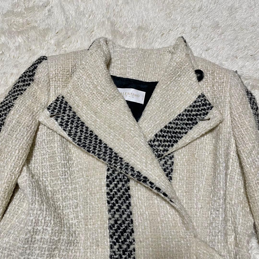完売品‼️VALENTINO ROMA ツイードロングコート　チェック　ストライプ