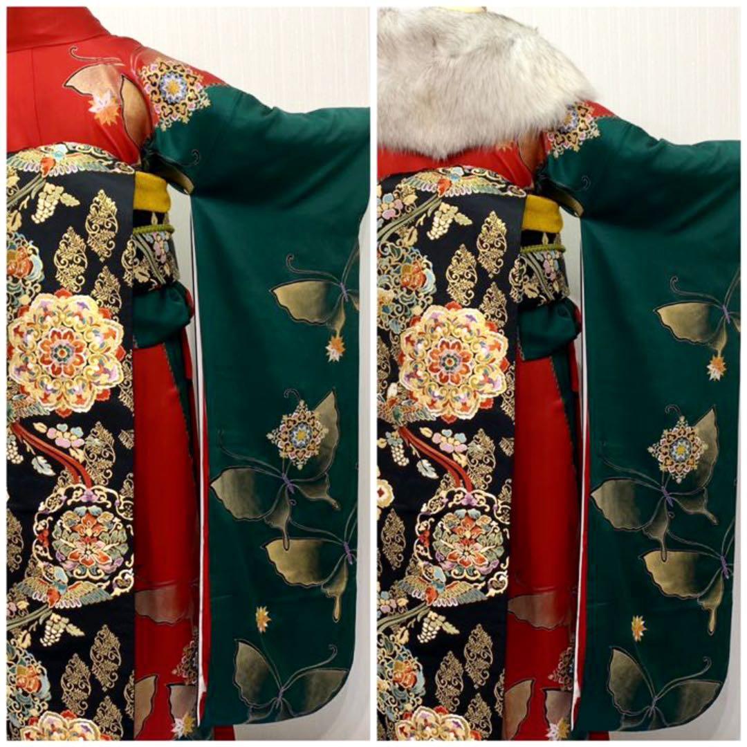 華紋様　正絹【綸子】振袖　フルセット