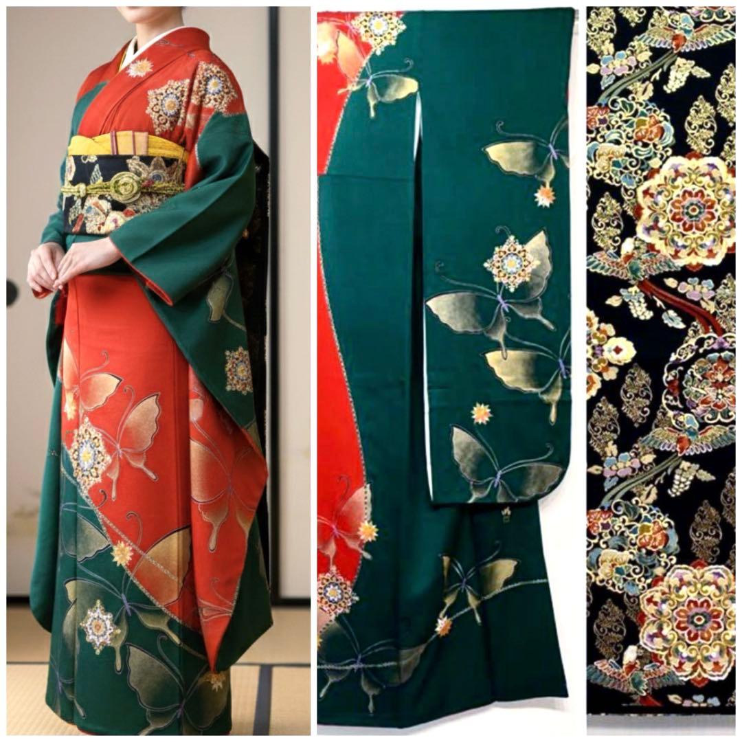 華紋様　正絹【綸子】振袖　フルセット