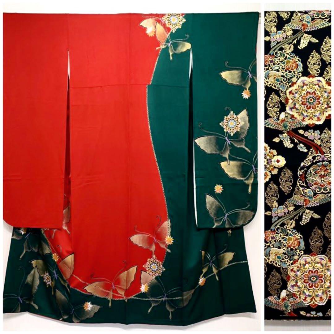 華紋様　正絹【綸子】振袖　フルセット