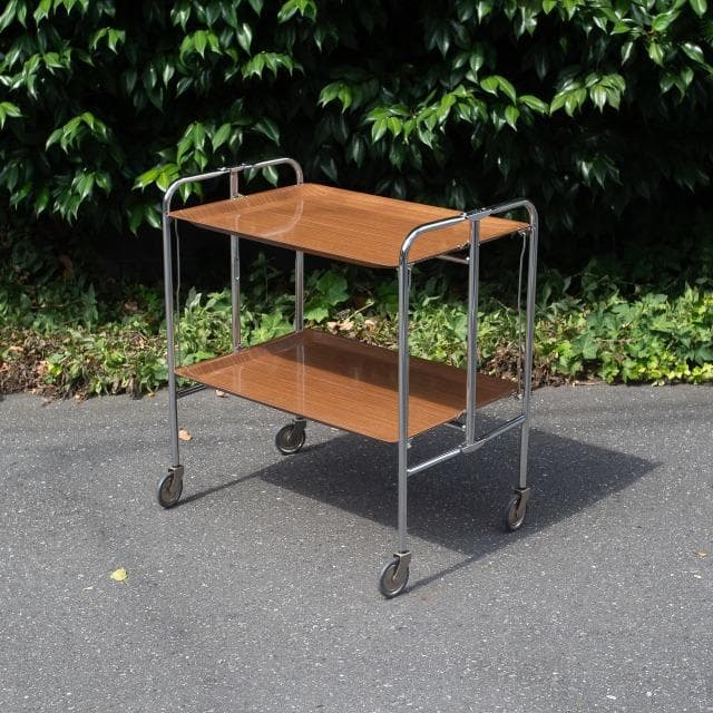70s ドイツ ヴィンテージ フォールディングワゴン キッチンワゴン シェルフ