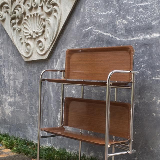 70s ドイツ ヴィンテージ フォールディングワゴン キッチンワゴン シェルフ