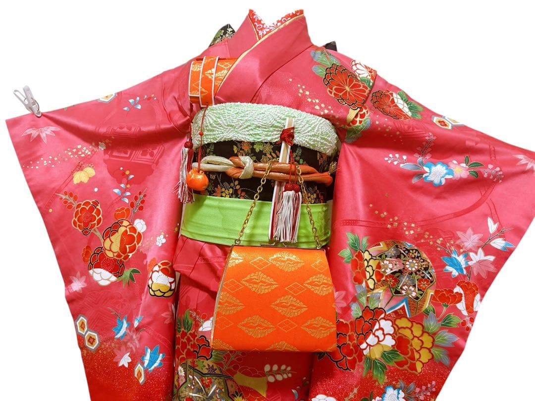 正絹フルセット♡七五三　7歳　女の子　一式　ピンク系　黒